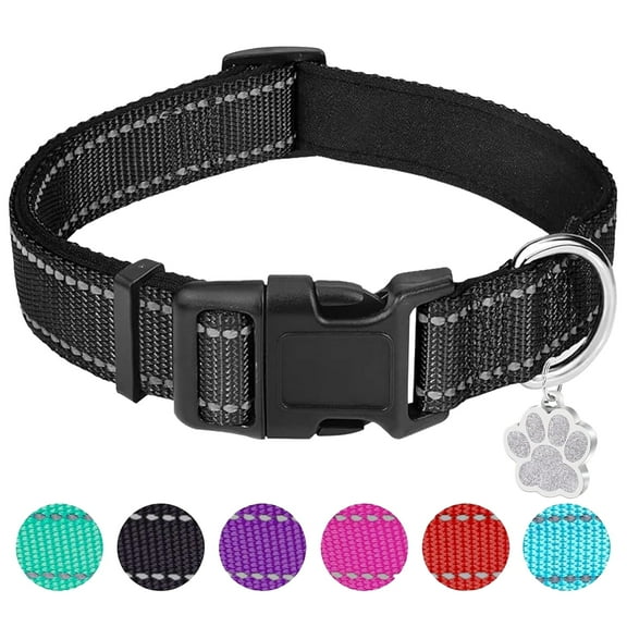 zalens Reflective Dog Collar, Adjustable Soft Neoprene Padded Breathable Nylon, Black, XS