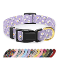 thumbnail image 1 of Reflective Dog Collar for Large Dogs, Cute Flower Theme Adjustable Heavy-Duty Nylon Puppy Collar for Boy and Girl Female, Soft Pet Accessories with Quick Release Buckle, Purple White, 1 of 4