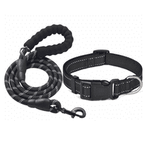 Reflective Dog Collar Padded with Breathable Adjustable Nylon Soft Dog Collars for Small Medium Large Dogs (Collar Leash)