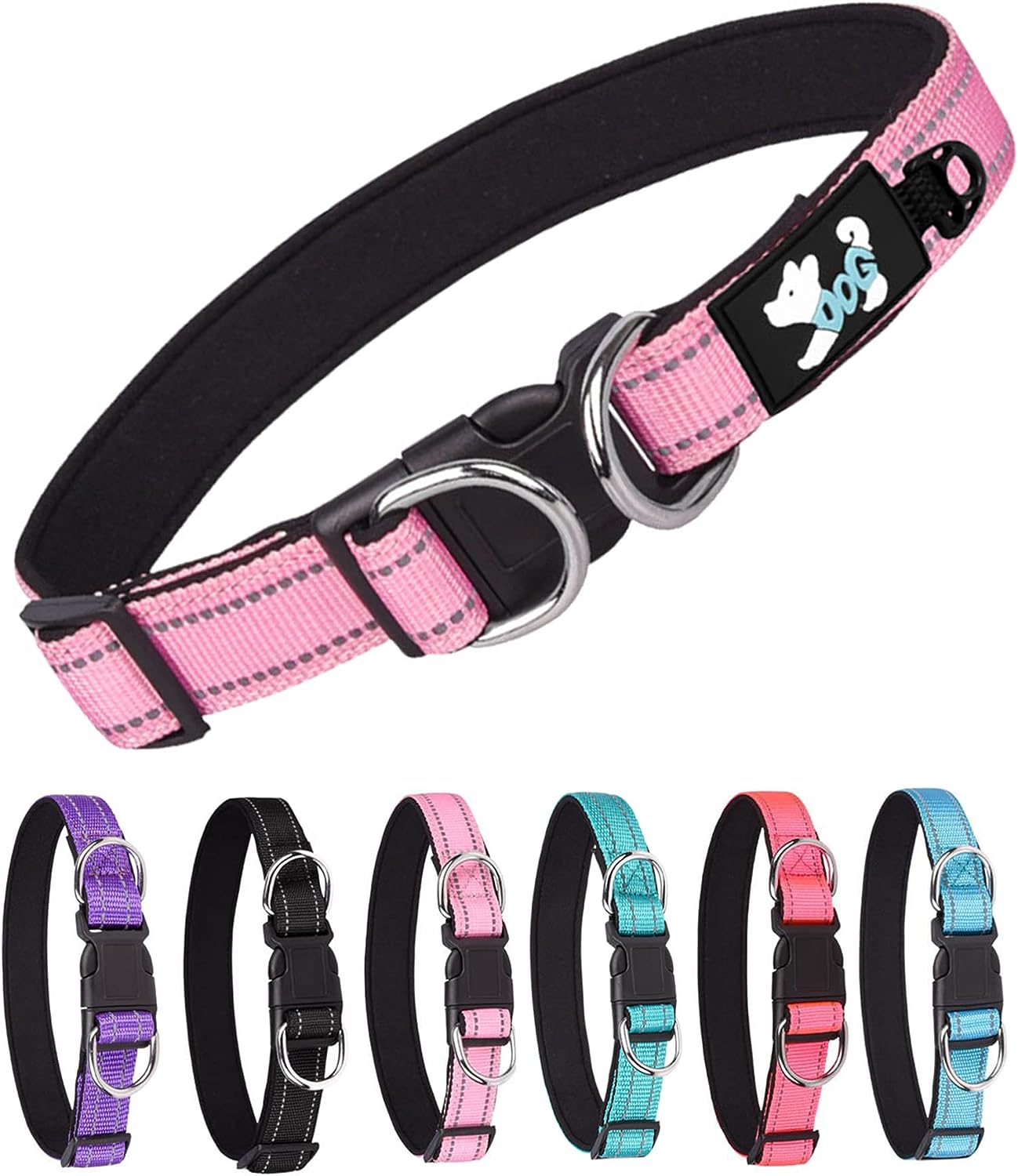 Reflective Dog Collar for Small Medium Large Dogs, Adjustable Nylon Boy