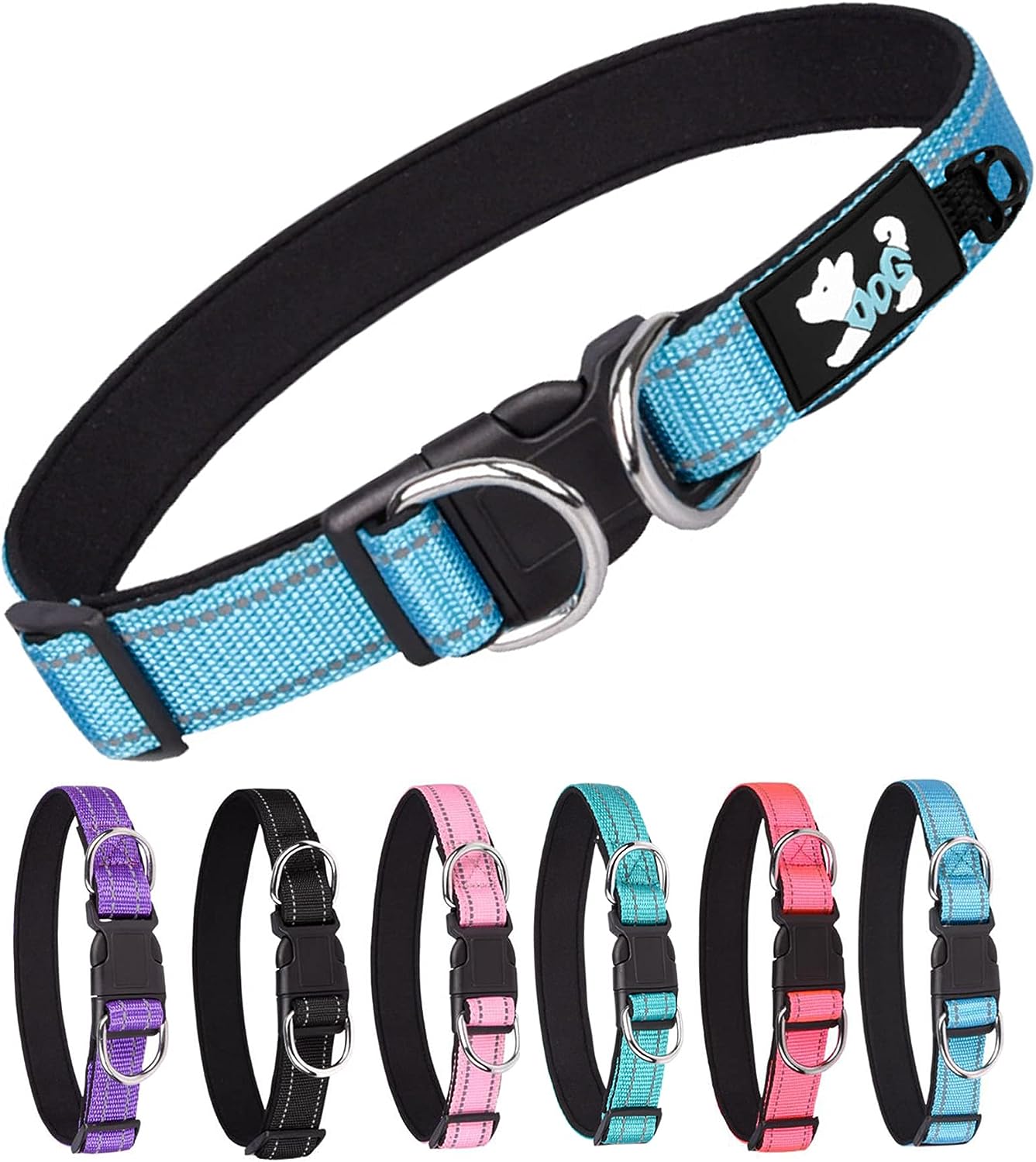 Reflective Dog Collar for Small Medium Large Dogs, Adjustable Nylon Boy