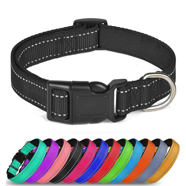 Reflective Dog Collar Soft Neoprene Padded Breathable Nylon Pet Collar Adjustable for Small Medium Large Extra Large Dogs