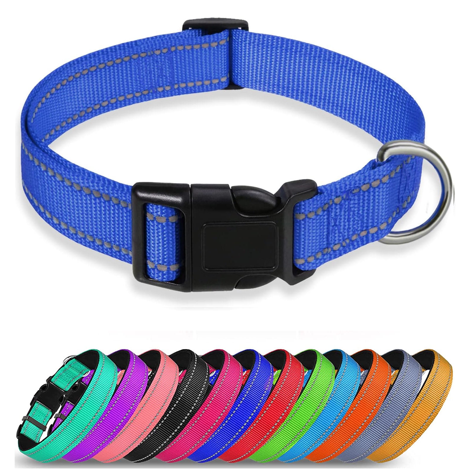 Reflective Dog Collar Soft Neoprene Padded Breathable Nylon Pet Collar