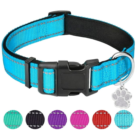 zalens Reflective Dog Collar, Adjustable Soft Neoprene Padded Breathable Nylon, SkyBlue, S