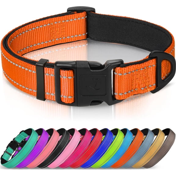 Reflective Dog Collar, Soft Neoprene Padded, Metal D-Ring, Nylon Pet Collar Adjustable for Puppy and Small Dogs