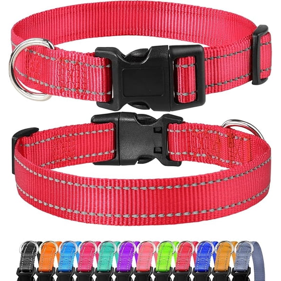 Reflective Dog Collar, Sturdy Nylon Collars for Small Girl and Boy Dogs, Adjustable Dog Collar with Quick Release Buckle