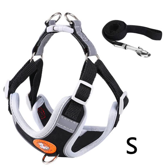Reflective Dog Harness with D-Ring Comfortable Breathable Chest Strap with Quick Release Buckle for Outdoor Walking Dog Vest Harness for Small Medium Large Dog Black XS
