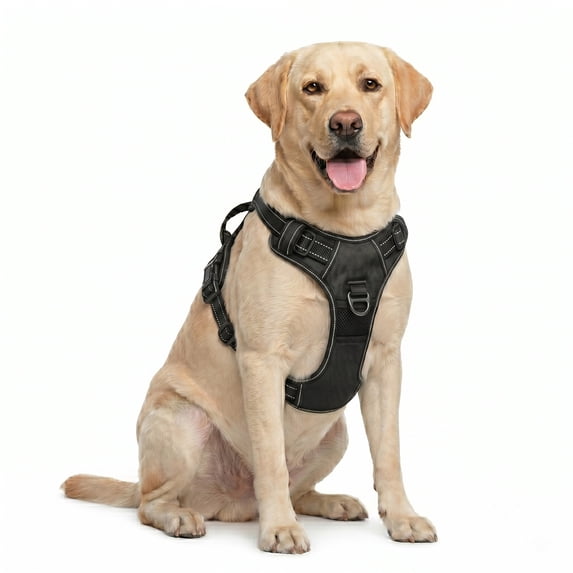 BUVUB Dog Harness - No Pull Adjustable Pet Vest with Reflective Strips Easy Control Handle and Breathable Mesh for Small Medium and Large Dogs - Large,Black