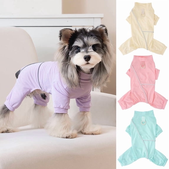 Reflective Dog Jumpsuit with Built in D Ring for Leash Attachment, Four Legged Full Coverage Pet Sports Pajamas for Cats Small Medium Dogs, Stretchy Breathable Walking Bodysuit Apparel