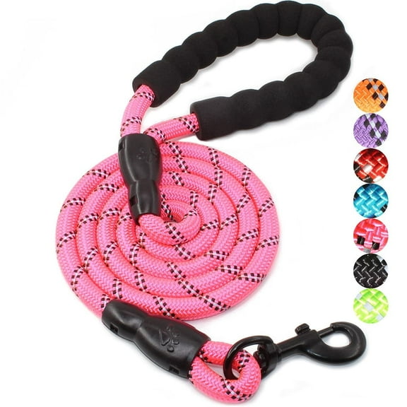 Reflective Dog Leash 5FT Heavy Duty - Comfortable Padded Handle - Reflective Dog Leash for Medium Large Dogs with Collapsible Pet Bowl