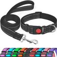 thumbnail image 1 of Reflective Dog Leash and Collar Set, Nylon Dogs Leashes Adjustable Dog Collar Heavy Duty Padded Handle Dog Leash for Small Medium Large Dogs Walking Training M Size(Black), 1 of 7