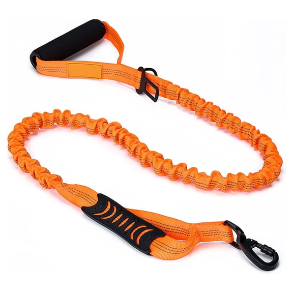 Reflective Dog Leash Shock Absorbing with Comfortable Padded Handle and Traffic Handle Suitable-orange