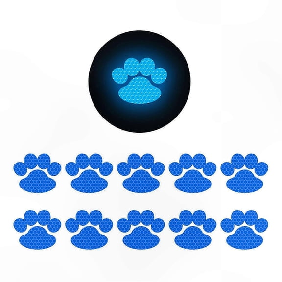 Reflective Dog Paw Decals for Cars, Trucks, and Motorcycles - 10 Pack Easy-to-Apply Strong Adhesive StickersBlue