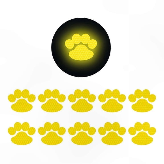 Reflective Dog Paw Decals for Cars, Trucks, and Motorcycles - 10 Pack Easy-to-Apply Strong Adhesive StickersYellow