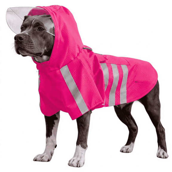 Reflective Dog Raincoat Waterproof with Hood, Adjustable Waterproof Pet Rain Jacket for Small to Extra Large Dogs, High-Visibility Full-Body Rain Suit with Pocke(Red,L)