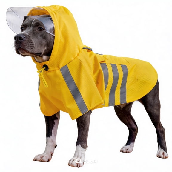 Reflective Dog Raincoat Waterproof with Hood, Adjustable Waterproof Pet Rain Jacket for Small to Extra Large Dogs, High-Visibility Full-Body Rain Suit with Pocke(Yellow,M)