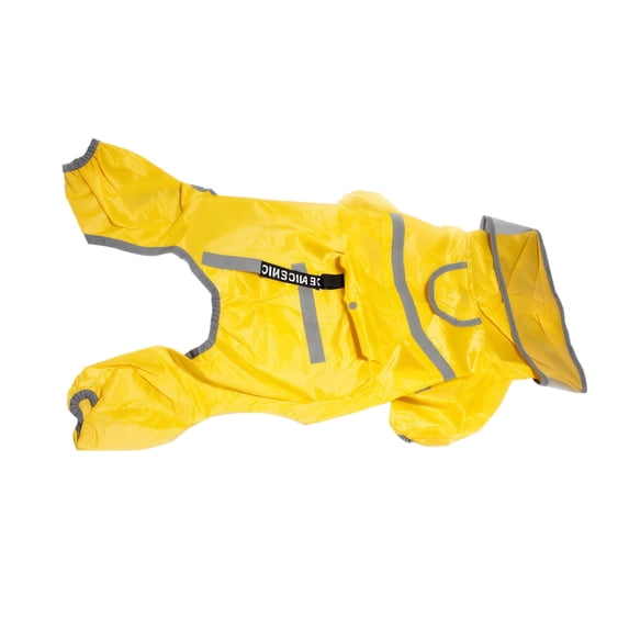 Reflective Dog Raincoat with Large Hood, Waterproof Coat for Large Dogs, Yellow Xxxl Size with Adjustable Belly Strap