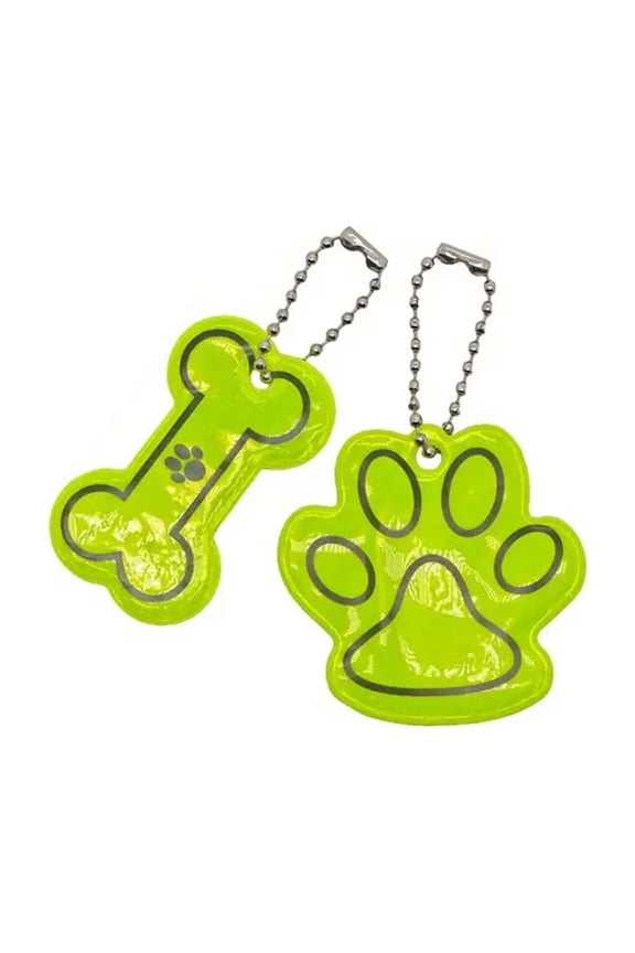 Reflective Dog Safety Pendant - Dual-Sided Glow Pet Collar Tag & Walking Reflector Keychain for Nighttime Visibility (2pc)