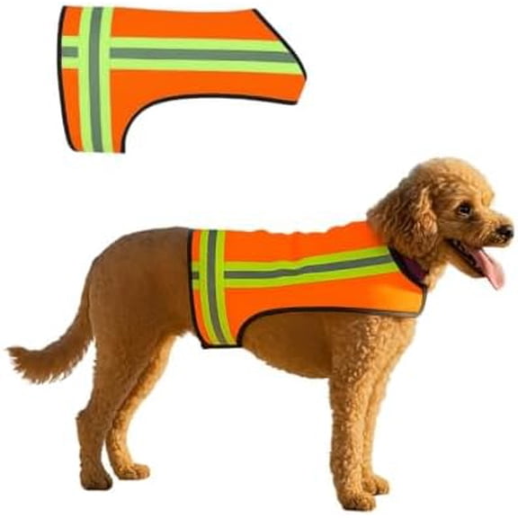 Reflective Dog Vest. Hi Visibility Blaze Orange Hunting Safety Vest Adjustable, Lightweight for Outdoor use - Hiking, Walking & Hunting. Water Resistant (Small)