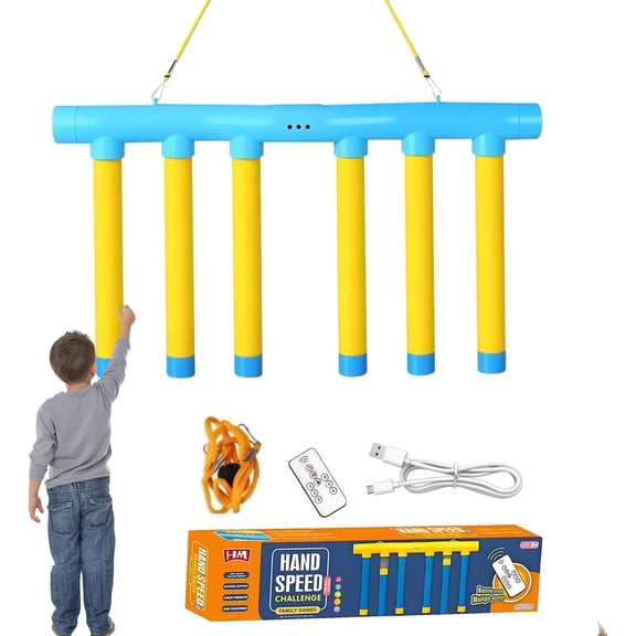 Reflective Drop Stick Challenge Game,3 Speed Modes,USB Rechargeable/Remote Control,ABS Plastic,New Reflex Training Toy for All Ages