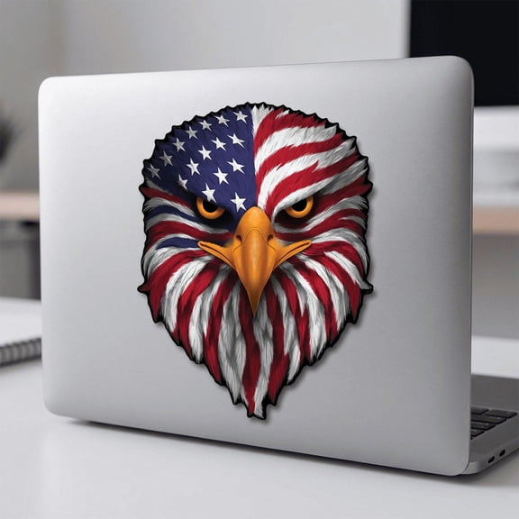 Reflective Eagle Eye Stickers, Shiny American Flag Patriotic Decals, Waterproof Vinyl Car Stickers, Decorative Stickers for Car, Window, Laptop, Wall & Outdoor Decoration, 4.7*3.9in, C