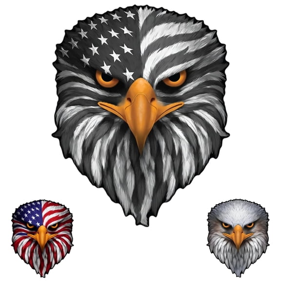Reflective Eagle Eyes Decal, Patriotic American Flag Bald Eagle Sticker, Waterproof Vinyl Car Truck Window Bumper Laptop Decal, Bold USA Freedom Outdoor Reflector Graphic