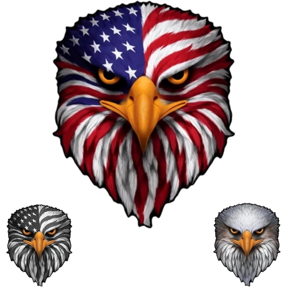 Reflective Eagle Eyes Decal, Patriotic American Flag Bald Eagle Sticker, Waterproof Vinyl Car Truck Window Bumper Laptop Decal, Bold USA Freedom Outdoor Reflector Graphic