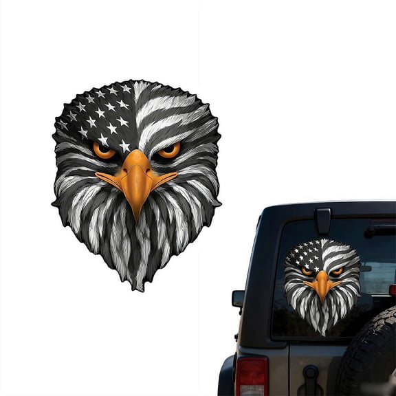 Reflective Eagle Eyes Flag Decal - Patriotic Bald Eagle Sticker for Truck Window Tailgate Car Laptop Bumper - Waterproof Weatherproof Vinyl Graphic Accessory for Men