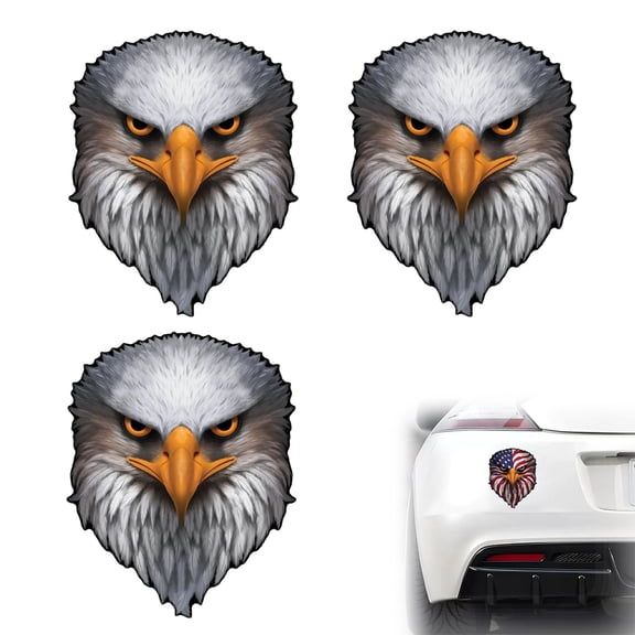 Reflective Eagle Eyes USA Flag Decal, Patriotic American Flag Bald Eagle Sticker, Waterproof Vinyl Decal for Trucks Cars Laptop Cooler Tumbler, American Pride Gift for Men Women Veterans(3PC,C,S)