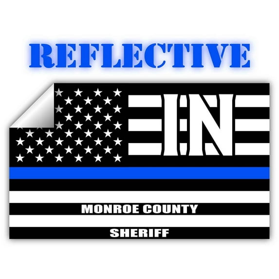 Reflective Elkhart County Indiana IN Thin Blue Line Stealthy Old Glory USA Flag | Honoring Law Enforcement Officers Sheriffs | County State Decal Bumper Sticker 3M Vinyl 3" x 5"