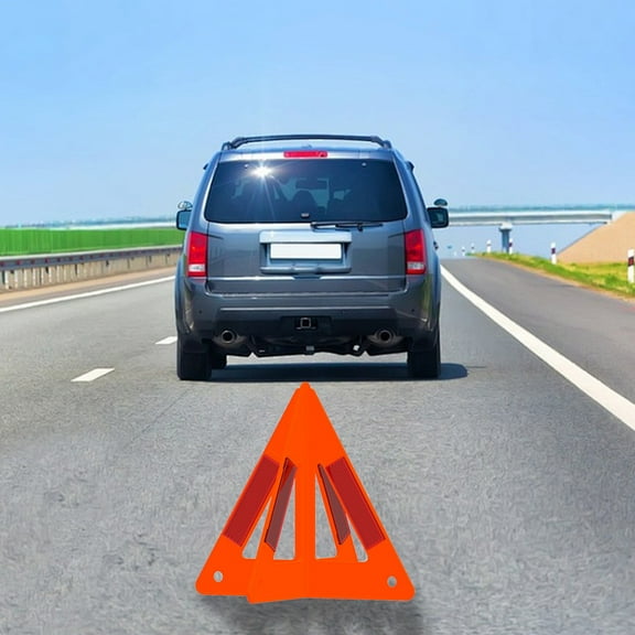 Reflective Emergency Warning Polygon Sign for Car Trunk | Foldable Portable Auto Roadside Safety Triangle | High Visibility Red PVC | 10.24x9.06 Inch | Travel Essential | 1 Pack