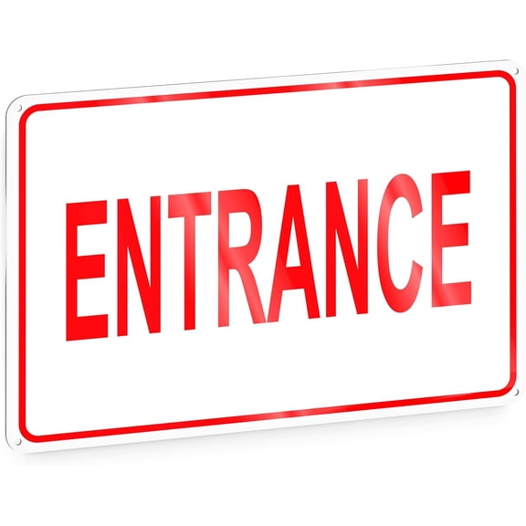 Reflective Enter Here Entrance Sign, 8 x 12 Inch Rust-Free Aluminum, Weather Resistant Door or Wall Sign with Easy Mounting
