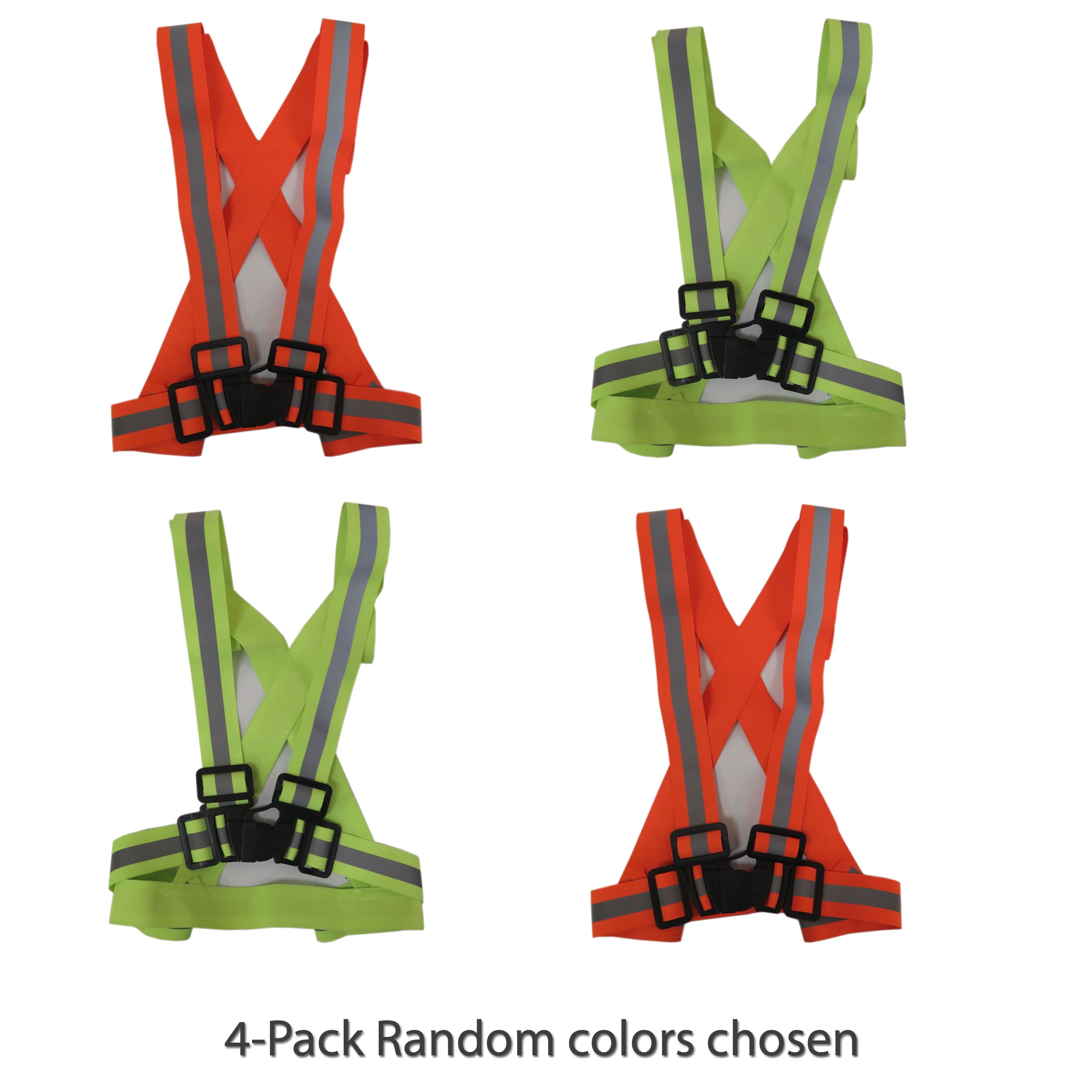 Reflective Ergonomic Double Adjustable Safety Harness (4-Pack)