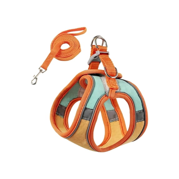Reflective Escape-Proof Cat Vest Harness & Leash Set, L (8.8-16.5 lb), Mint & Orange