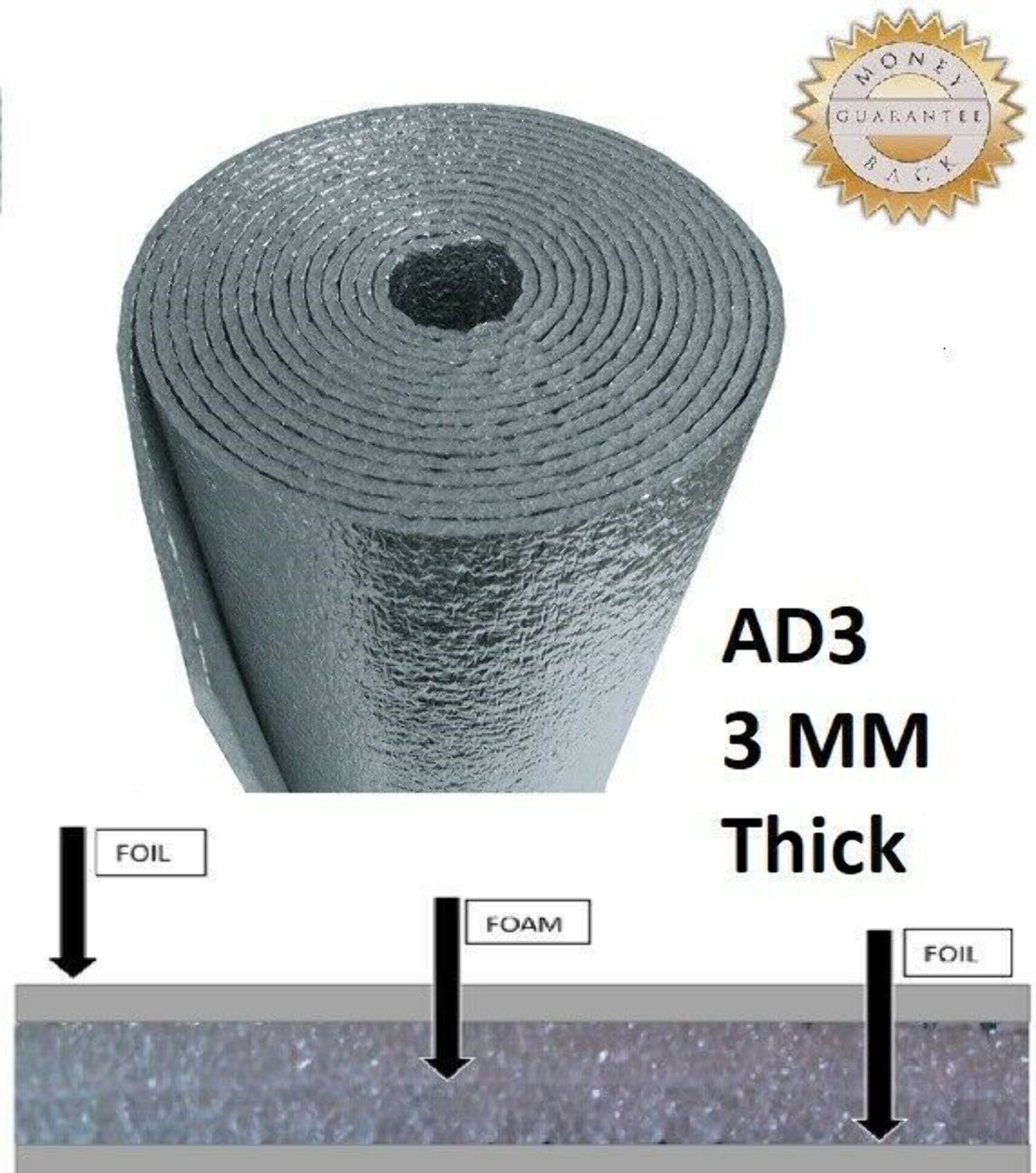 Reflective Foam Insulation Heat Shield Thermal Insulation 16x50' + 24'x50' AD3
