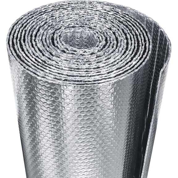 Reflective Foil Insulation, 24In x 20Ft Aluminum Foil Bubble Shield Double Reflective Bubble Insulation Sheet, Radiant Barrier Roll for RV Windows