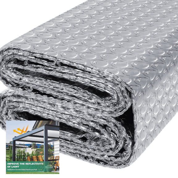 Reflective Foil Insulation, Double Reflective Bubble Insulation Sheet, Aluminum Foil Bubble Shield, Radiant Barrier Roll for RV Windows Weatherproofing
