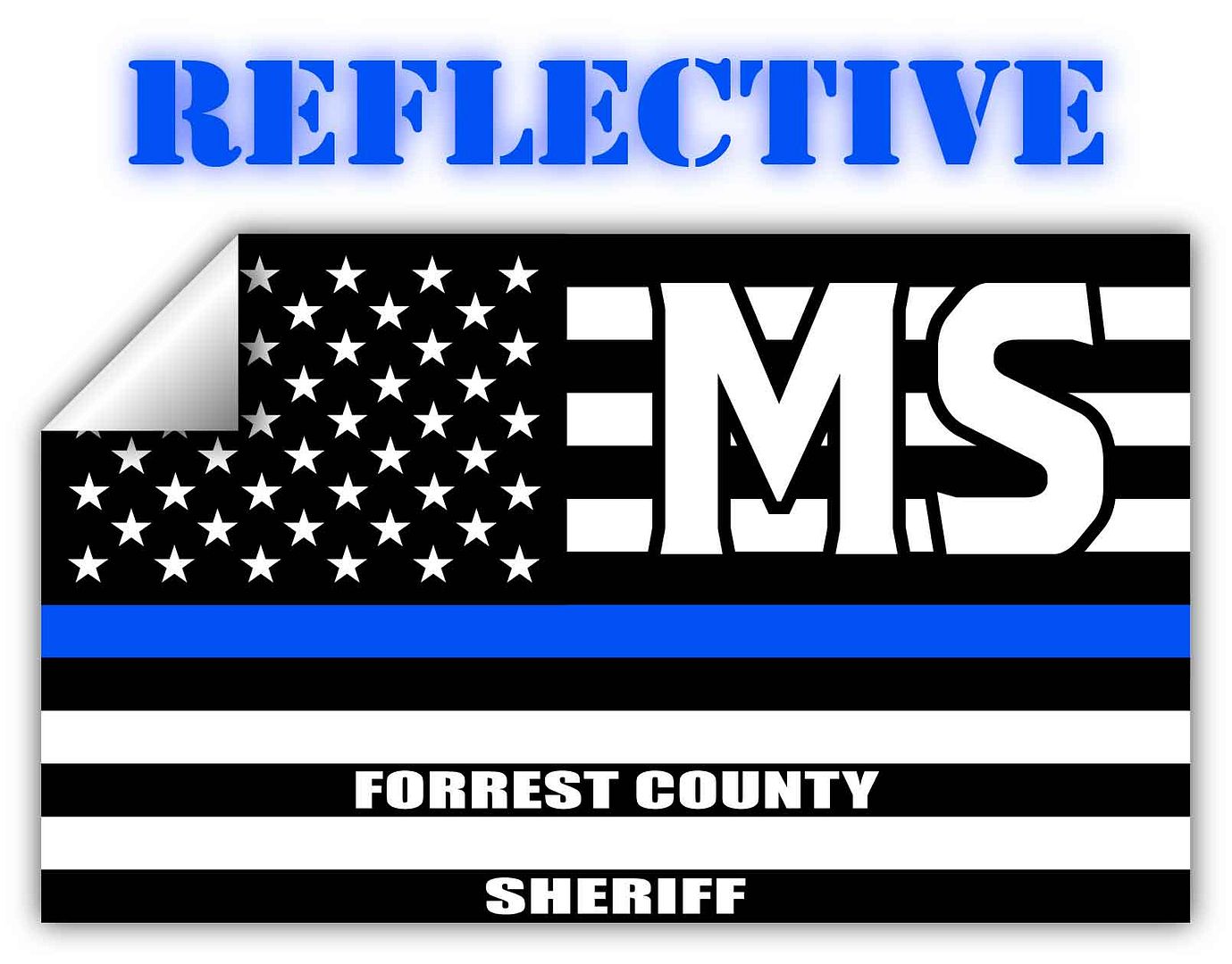 Reflective Forrest County Mississippi MS Thin Blue Line Stealthy Old