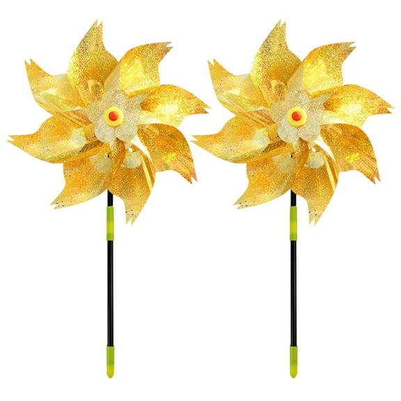 Reflective Garden Bird Deterrent Pinwheels, 2-Pack Humanitarian Wind-Motion Scare Devices for Orchards, Crops & Lawns