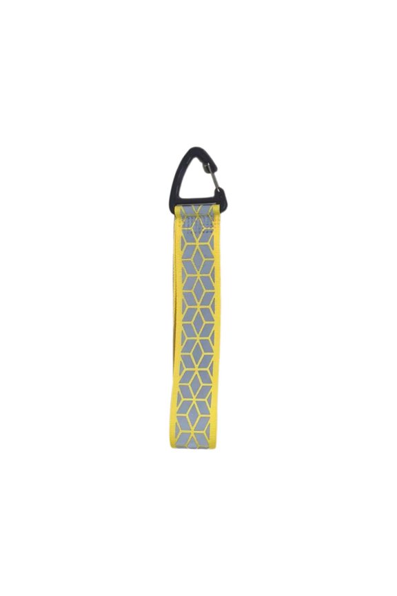 Reflective Gear Tag Keychain - Multicolor Geometric Reflective Strap with Carabiner, Compact Size, High Visibility Design for Backpacks, Keys & Night Safety Accessory