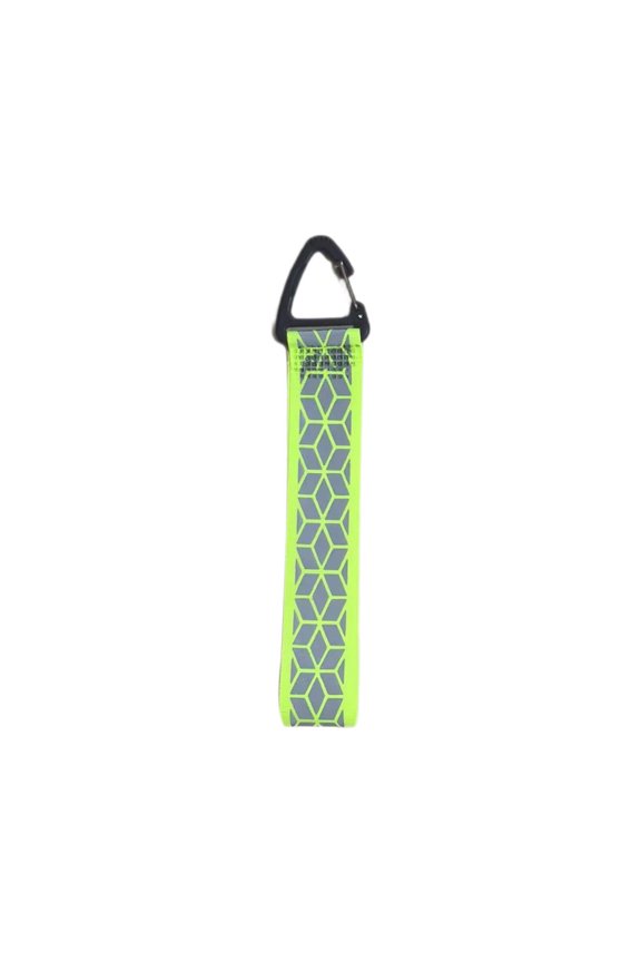 Reflective Gear Tag Keychain - Multicolor Geometric Reflective Strap with Carabiner, Compact Size, High Visibility Design for Backpacks, Keys & Night Safety Accessory