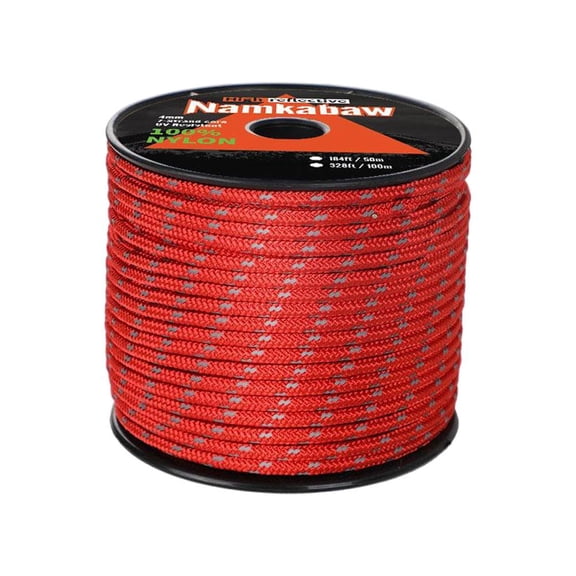 Reflective Guyline Solid Braid Nylon Camping Rope - Braided Camping Rope and Tent Fixed Ropes, High Visibility Night Safety Cord for Backpacking, Ideal for Family Campings Near Trails