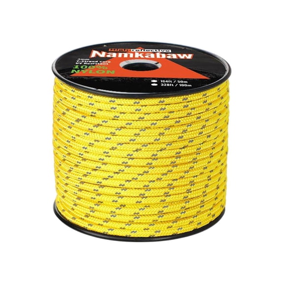 Reflective Guyline Solid Braid Nylon Camping Rope - Braided Camping Rope and Tent Fixed Ropes, High Visibility Night Safety Cord for Backpacking, Ideal for Family Campings Near Trails