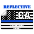 thumbnail image 1 of Reflective Gwinnett County Georgia GA Thin Blue Line Stealthy Old Glory USA Flag | Honoring Law Enforcement Officers Sheriffs | County State Decal Bumper Sticker 3M Vinyl 3" x 5", 1 of 3