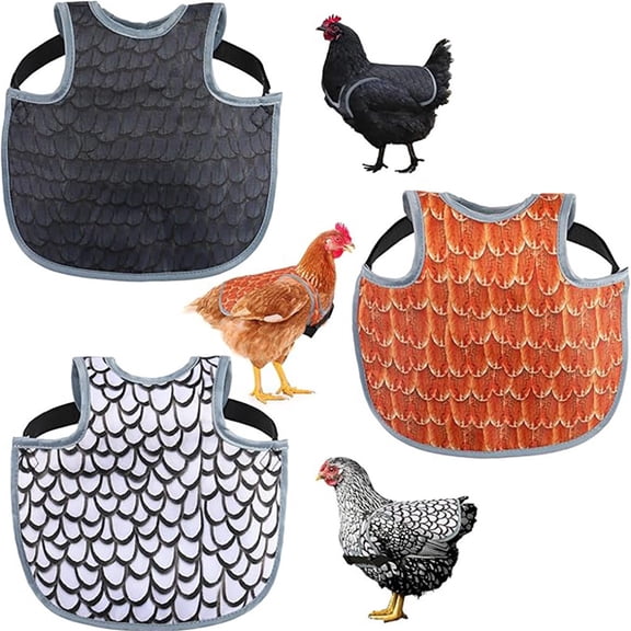 Reflective Hen Apron Chicken Saddle for Hens, Adjustable Poultry Back Protector Vest with Feather Fixer, Funny Design for Egg Laying Chickens and Backyard Flock Safety (1x)