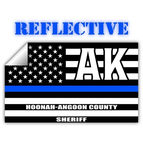 Reflective Hoonah-Angoon County Alaska AK Thin Blue Line Stealthy Old Glory USA Flag | Honoring Law Enforcement Officers Sheriffs | County State Decal Bumper Sticker 3M Vinyl 3" x 5"