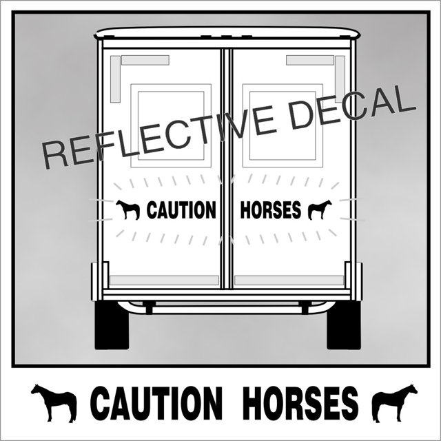 Reflective Horse Trailer Safety Decal Sticker Graphic Kit, For Rear