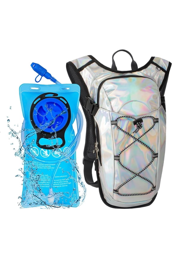 Reflective Hydration Backpack, Hydration Pack - Water Backpack with 2L Hydration Bladder, Essential for Festivals - Rave Hydration Pack for Hiking, Running, Cycling, and Festivals