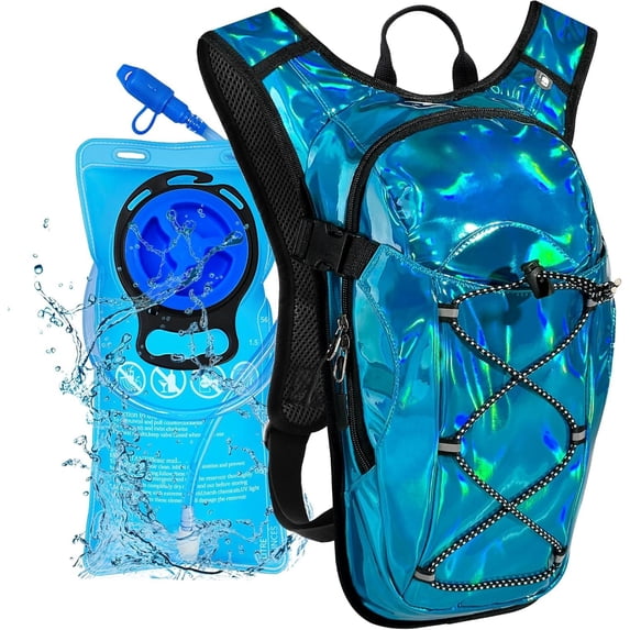 Reflective Hydration Backpack, Hydration Pack - Water Backpack with 2L Hydration Bladder, Essential for Festivals - Rave Hydration Pack for Hiking, Running, Cycling, and Festivals