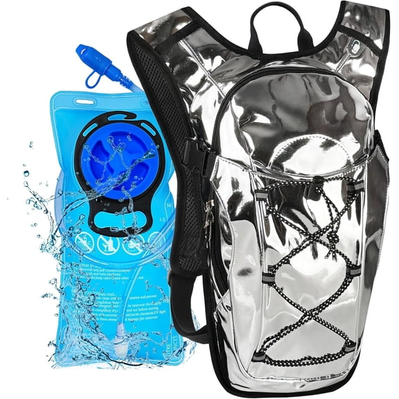 Reflective Hydration Backpack, Hydration Pack - Water Backpack with 2L Hydration Bladder, Essential for Festivals - Rave Hydration Pack for Hiking, Running, Cycling, and Festivals